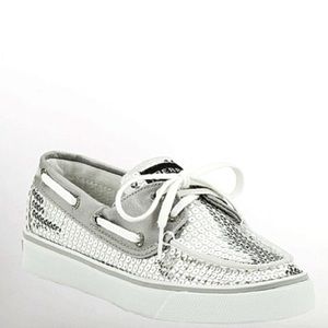SPERRY silver sequin shoes!